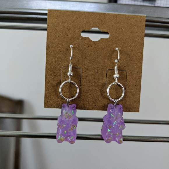 🌈BOGO🌈 Resin Gummy Bear Earrings - Purple - Picture 3 of 4